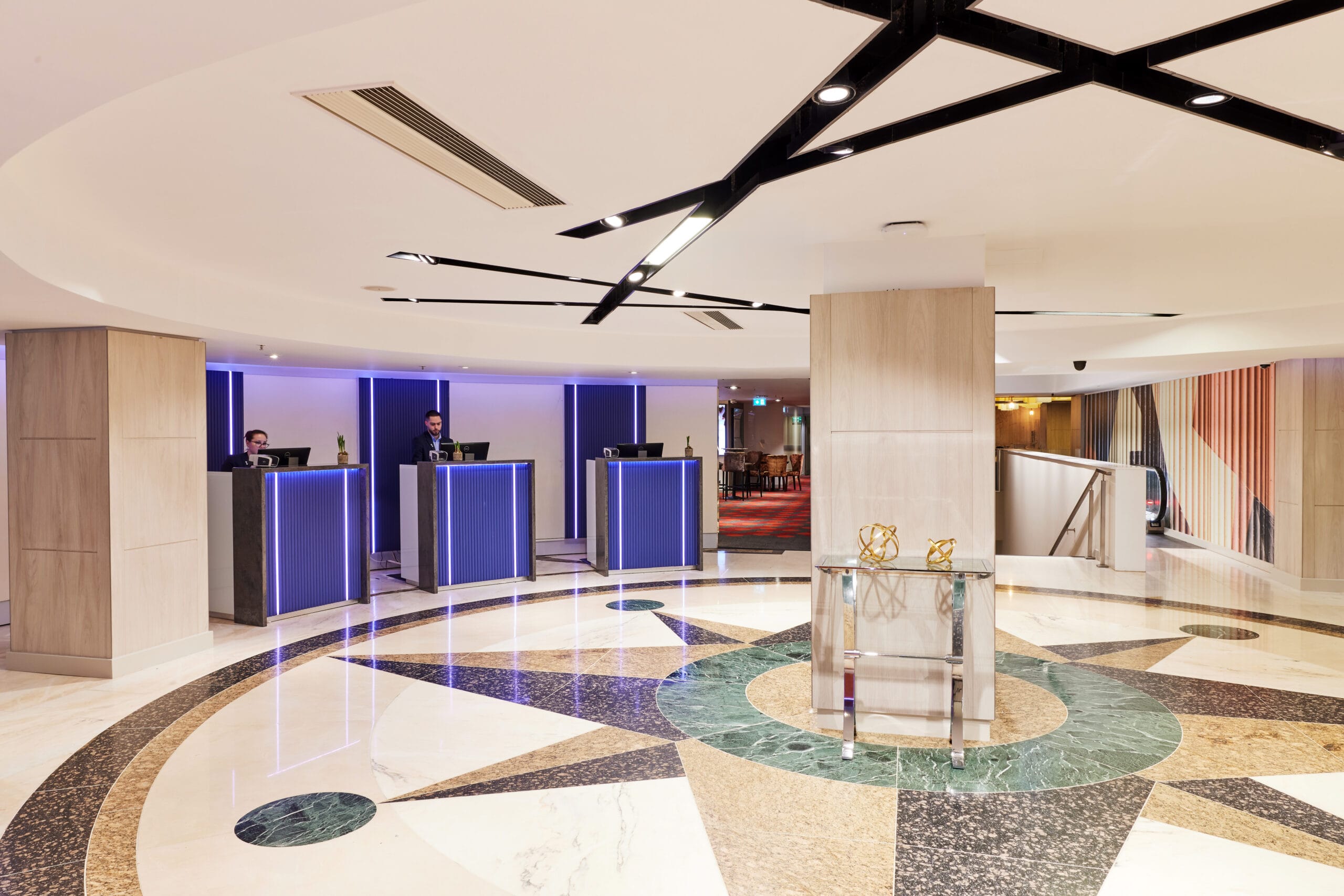 marble floor within hotel reception