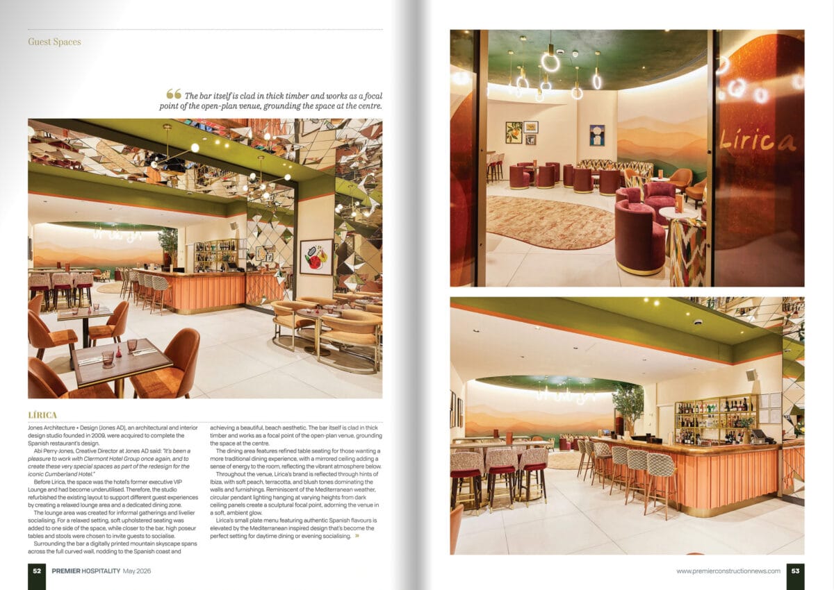 Stylish open-plan restaurant with timber-clad bar